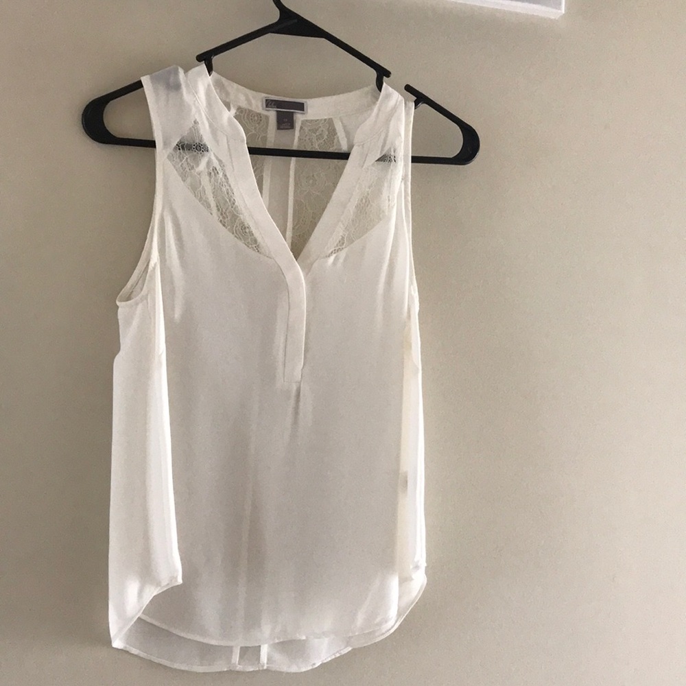 Chelsea28 white blouse with lace detail